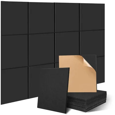 Zdjęcie produktu dla Panele akustyczne, samoprzylepne, kwadratowe, 12 sztuk, izolacja akustyczna, 30 x 30 x 1 cm