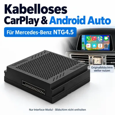 Productafbeelding van Draadloze CarPlay en Android Auto adapter voor Mercedes-Benz NTG4.5 systemen in modellen zoals de A-, B-, C-, E-, CLA-, GLA-, GLK-, ML-, Vito en Sprinter, evenals voor Becker-systemen