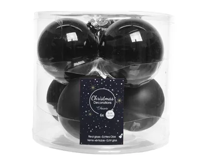 Image de Boules de Noël en verre 8cm 6 pièces - Noir