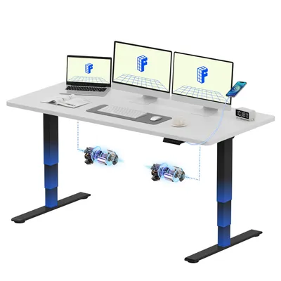 Immagine prodotto di FLEXISPOT E5 Plus Scrivania regolabile in altezza 160x80 cm, doppio motore, piano da 25 mm in un unico pezzo, porta USB, portata 120 kg, bianco