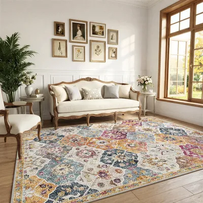 Image de Tapis vintage, dimensions 240 x 300 cm, motif diamant