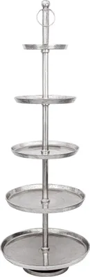 Image de Marrakesh Deko Etagere Annika XXL 180 cm en aluminium argenté | Support de service à 5 étages fait main | Support à cupcakes & coupe à fruits moderne | Equipement de magasin pour boulangerie, candybar & décoration