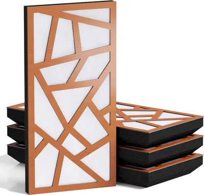 Productafbeelding van Set van 10 smalle akoestische panelen SKYROSS-F, fluweel, 50x25 cm, kersenboom/wit