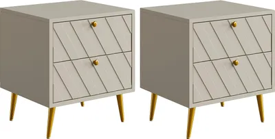 Produktbild von Set aus 2 Nachttischen - 2 Schubladen - Beige - TEODA by Pascal Morabito