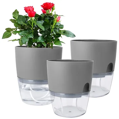 Produktbild von 3er-Pack Blumentopf,Selbstbewässernde Pflanztöpfe für Zimmerpflanzen,selbstbelüftet, hohe Drainage