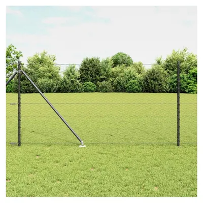 Produktbild von Zaunpfosten Grau 100 x 1 m (36 mm Maschenweite) aus Stahl und PVC für Gartenzaun, Hundezaun, Weidezaun, Hühnerzaun und Gartennetz mit Stachelankerfixierung
