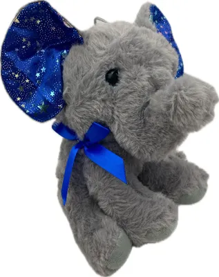 Produktbild von Kuscheltier Elefant 18 cm grau – mit blauer Glitzer-Schleife, Weiches Plüschtier, Stofftier