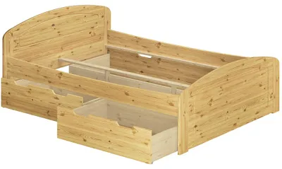 Produktbild von Funktionsbett Doppelbett Bettkasten 200x200 Holzbett Massivholz Kiefer Zubehör wählbar V-60.50-20Federholzrahmen inkl.