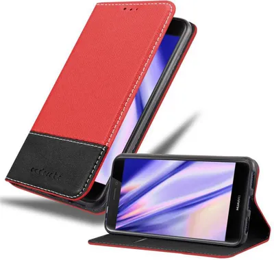 Produktbild von Cadorabo Hülle für Huawei P8 LITE 2017 / P9 LITE 2017 Schutzhülle in Rot SHandyhülle Book Case Etui Kunstleder
