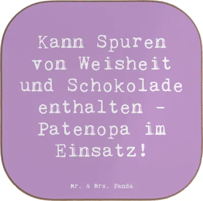 Produktbild von Mr. & Mrs. Panda Untersetzer Kaffee Spruch Patenopa und Weisheit - Lavendeltraum - Geschenk, Dankeschön, Tischschoner, Familie, gläseruntersetzer, Coaster, Freunde, Humor