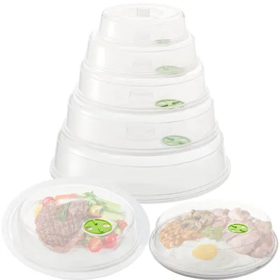 Mikrowellenhauben-Set, 5er-Pack, BPA-frei, transparent, stapelbar