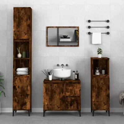 Obrázok produktu pre vidaXL Kúpeľňová skrinka Smoked Oak 30x30x190 cm Materiál dreva