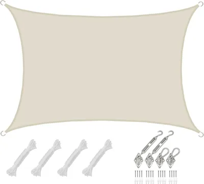 Immagine prodotto di 3x4m Sun Sail rettangolare impermeabile - Set di vele di protezione solare con fissaggio
