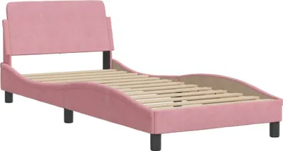 Produktbild von Bettgestell mit Kopfteil "Dover" Rosa 90x190 cm Samt