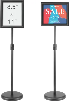 Produktbild von Stojan na cedule SucceBuy, 21,6 x 27,9 cm, nastavitelný vertikální a horizontální stojan, robustní podlahový stojan s kulatou základnou pro reklamu, venkovní použití, černý