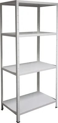 Produktbild von SCHULTE Regalwelt Steckregal mit 4 PowerMAX Fachböden, 65 kg Tragkraft, 180x60x40 cm (HxBxT), weiß, Lagerregal, Werkstattregal, Kellerregal