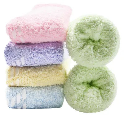 Produktbild von Kuschelsocken Damen 5 Paar Flauschige Warme Dicke Bettsocken Einheitsgröße Mehrfarbig