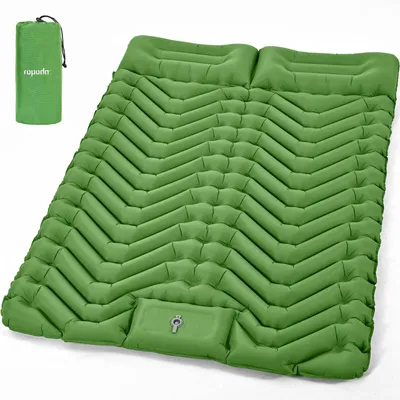 Immagine prodotto di Materassino gonfiabile 200x132 cm, per 2 persone, con cuscino e pompa per gonfiaggio, ideale per il campeggio