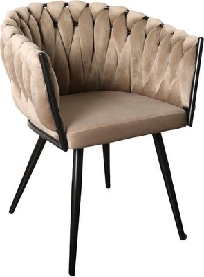 Pole to Pole Wave Chair Stuhl Esszimmerstuhl Sand Weiß Samt Beige