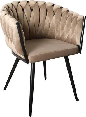 Produktbild von Pole to Pole Wave Chair Stuhl Esszimmerstuhl Sand Weiß Samt Beige