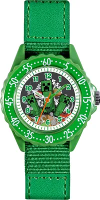 Produktbild von Minecraft "Zeit-Lehrer" Uhr mit Stoffarmband Grün Unisize Disney