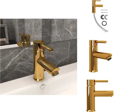 Zdjęcie produktu dla vidaXL Bateria umywalkowa złota 130x176 mm - Baterie