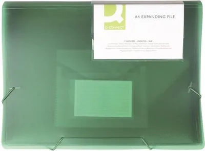 Immagine prodotto di Cartella Q-Connect, formato A4, trasparente, verde, 6 scomparti