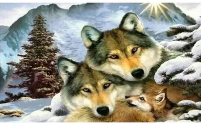 Produktbild von Diamantmalerei, 30 x 40 cm – Wolfsfamilie