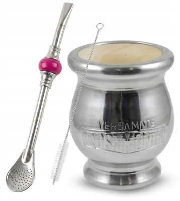 Image de Kit exclusif pour la yerba mate : matero en bois d'algarrobo + bombilla en acier inoxydable