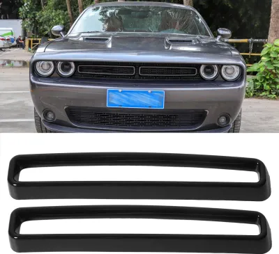 Immagine prodotto di Copertura griglia anteriore auto, nero chiaro, rivestimento protettivo UV, ricambio per Dodge Challenger 2015-2021