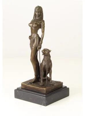 Produktbild von Bronzestatue von Kleopatra mit einem Panther