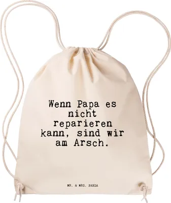 Produktbild von Mr. & Mrs. Panda Turnbeutel Wenn Papa es nicht... - Transparent - Geschenk, Vatertag, Jutebeutel, Baumwolltasche, Vater, Mann, Beutel, gym tasche, Drawstring Bag, Sprüche