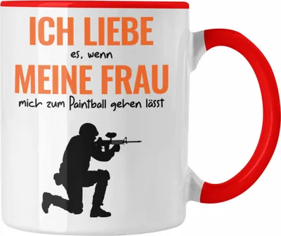 Produktbild von Trendation - Paintball Tasse Geschenk Männer Paintballspieler Geschenkidee Lustig (Rot)