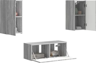 Produktbild von "Winter Sale" TV-Schrankset Wandmontiert 6 pcs - Montage erforderlich - Graues Sonoma Holzwerkstoff - clorisNeu560845 - TV-Schränke