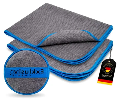 Produktbild von 2 Waffeltücher + Pad - 50 x 40 cm - 320 GSM | Mikrofaser-Waffeltuch für Autoscheiben & Fensterreinigung | Scheibentuch | Streifenfreie Reinigung