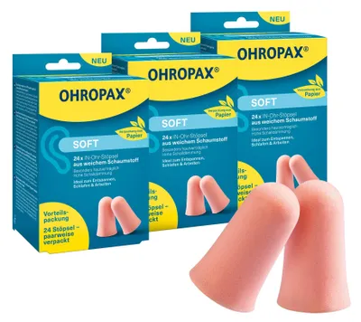 Produktbild von OHROPAX Soft Ohrstöpsel 3x24 Stück – Schaumstoff-Lärmschutz