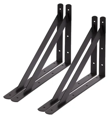 Immagine prodotto di Angoli di supporto per carichi pesanti, confezione da 4 pezzi, dimensioni 375 x 600 mm, supporti a parete per mensole, capacità di carico 150 kg