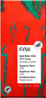 CZEKOLADA GORZKA Z CHILI BIO 80 g - VIVANI