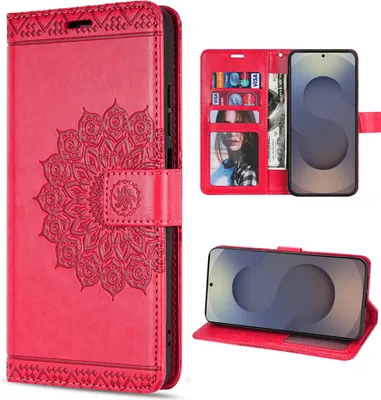 Produktbild von Handy Tasche für Samsung Galaxy S25 Ultra Hülle Handyhülle Klapphülle Wallet Case in Rot