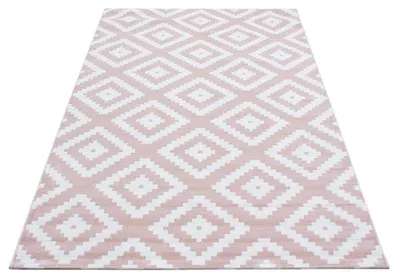 Image de Ayyildiz | Tapis moderne - 240 cm x 340 cm - Rose et crème - Design géométrique élégant