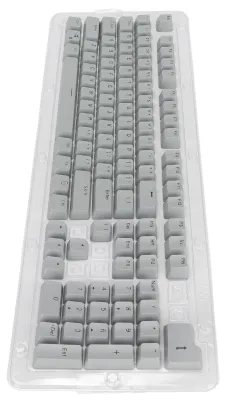 Image de 106 touches, capuchons de touches hauteur OEM, deux couleurs, moulage par injection, résistance à la décoloration, capuchons opaques OPQ pour claviers mécaniques à 61/87/104 touches, gris clair, lettres noires