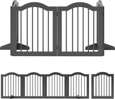 Image de Barrière pour chien autoportante, pliable, 4 panneaux, 208 x 29,5 x 61 cm, noire