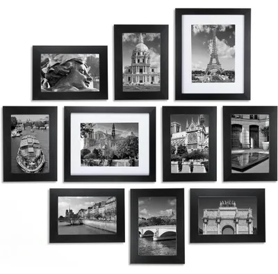 Fotolisten-Set 10er, 8x 9x13 cm + 2x 18x13 cm, schwarz, Holz