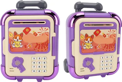 Image de Coffre-fort tirelire empreinte digitale mot de passe déverrouillage musique lumière tirelire électronique jouet sécurisé pour enfants violet