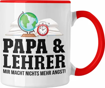 Produktbild von Trendation - Papa und Lehrer Tasse Geschenkidee Vater für Lehrer Geburtstag Vatertag Spruch Geschenkidee (Rot)