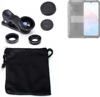 Produktbild von K-S-Trade Smartphone Kamera Linsen Set Kompatibel mit Blackview BV6200 3in1 Clip-On Kamera Adapter Macro Weitwinkel FishEye Fischauge Objektiv Linse