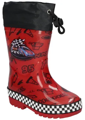 Produktbild von American Club KAL40, Kinder-Gummistiefel wasserdicht Rennwagen-Motiv Rot 24