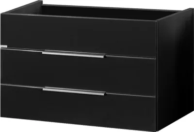 Produktbild von FACKELMANN Waschtischunterschrank KARA / Badschrank mit Soft-Close-System / Maße (B x H x T): ca. 80 x 59 x 49 cm / mit zwei Schubladen / Korpus: Anthrazit / Front: lackiertes Glas in Anthrazit
