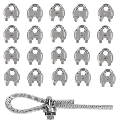 M5 Kabelklemme aus Edelstahl 304, 20 Stück, für 5 mm Seil