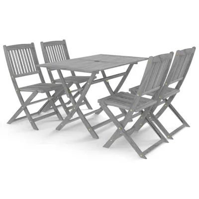 Produktbild von 5-tlg. Garten-Essgruppe Massivholz Akazie Grau